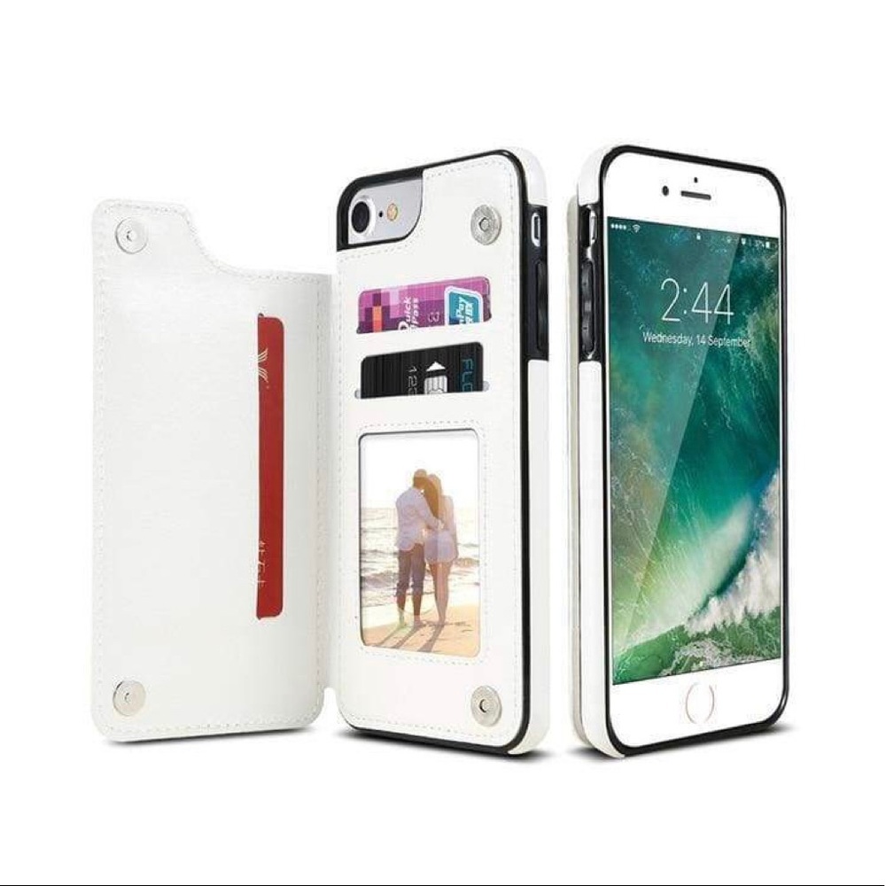 For IPhone X White Leather Wallet Case